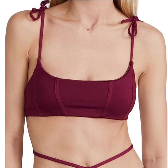 Agua Bendita Other - NWT Agua Bendita Women's Genoveva Leva Burgundy Bikini Top Tie Straps L